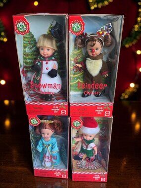 Kelly Club Holiday Doll Set - Snowman, Reindeer, Angel & Elf -2001 Barbie